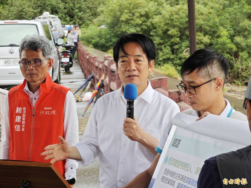 賴清德總統視察屏東縣東門溪水利工程。（記者陳彥廷攝）