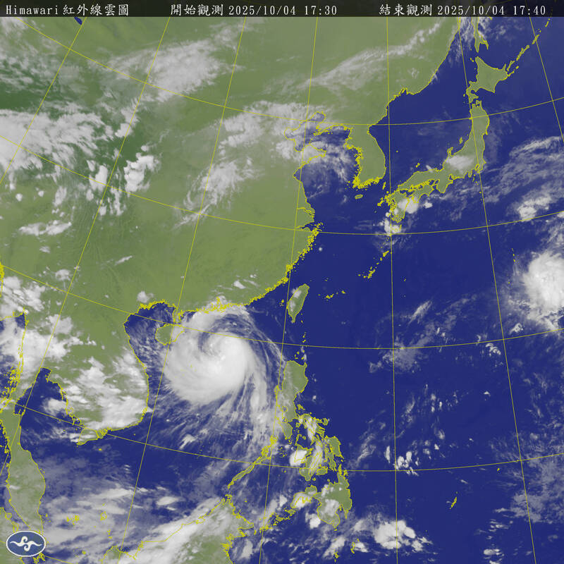 熱帶性低氣壓TD25今天下午生成，最快明天增強為輕度颱風。（取自氣象署官網）