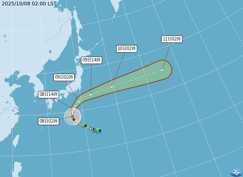 氣象粉專天氣風險指出,目前在日本南方海面的中度颱風哈隆,將在今明兩天最接近日本。(圖擷自中央氣象署網站) 氣象粉專天氣風險指出,目前在日本南方海面的中度颱風哈隆,將在今明兩天最接近日本。(圖擷自中央氣象署網站)