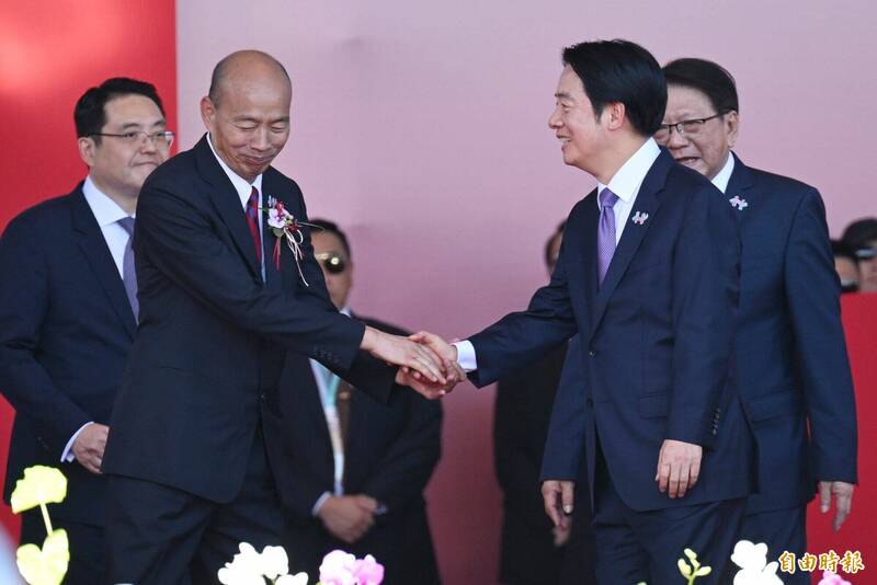 總統賴清德以「變局中 奮起的新台灣」為題發表講話後，現場發生小插曲。（記者陳逸寬攝）