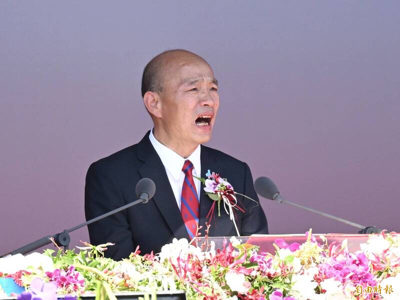 今（10）日是雙十國慶，擔任國慶籌備委員會主任委員暨大會主席的立法院長韓國瑜於演說中砲火猛烈。（記者陳逸寬攝）