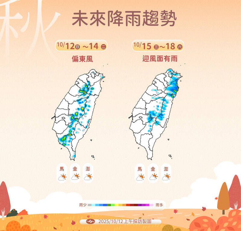 未來一週降雨趨勢。（氣象署提供）