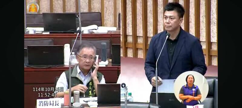 高市消防局長備詢時跟「市長」通電話  議事主席怒斥搞什麼鬼?