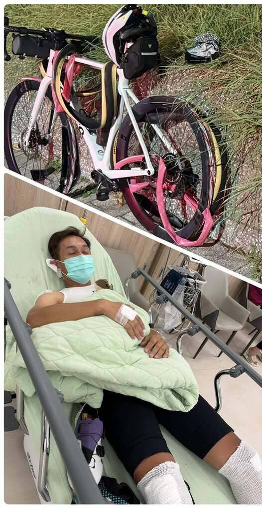 前自行车国手彭竣志自主训练,在高雄遭酒驾男击落。(翻摄彭竣志脸书) 前自行车国手彭竣志自主训练,在高雄遭酒驾男击落。(翻摄彭竣志脸书)