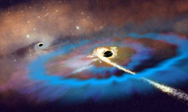 艺术家笔下的黑洞撕裂恒星示意图:远离星系核心的黑洞吞噬恒星后释放强烈射电闪光,成为史上最亮的潮汐撕裂事件之一。(图撷取自美国国家科学基金会) 艺术家笔下的黑洞撕裂恒星示意图:远离星系核心的黑洞吞噬恒星后释放强烈射电闪光,成为史上最亮的潮汐撕裂事件之一。(图撷取自美国国家科学基金会)