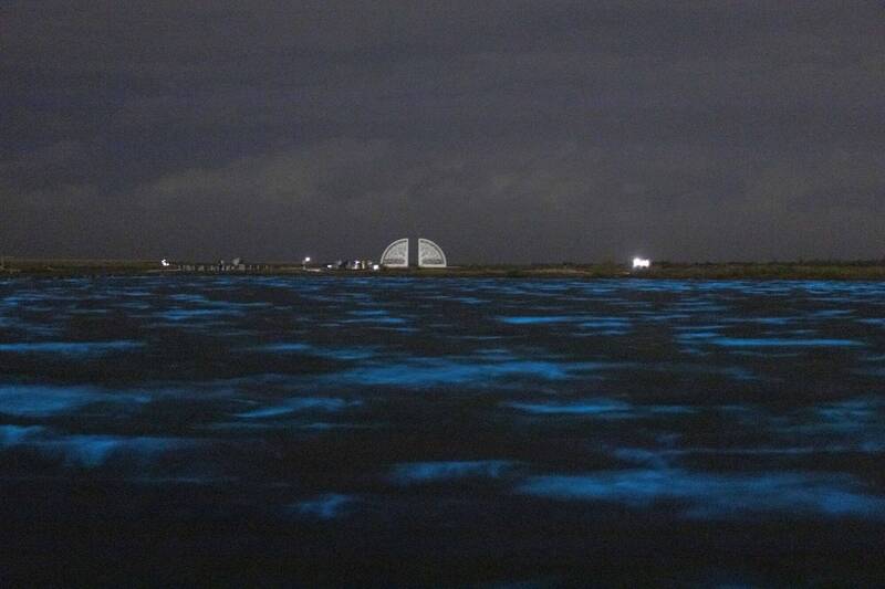 台南將軍扇形鹽田「藍眼淚」爆紅 車潮湧入像夜市