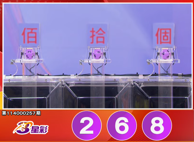 3星彩开奖号码。(撷取自三立iNEWS《全民i彩券》) 3星彩开奖号码。(撷取自三立iNEWS《全民i彩券》)