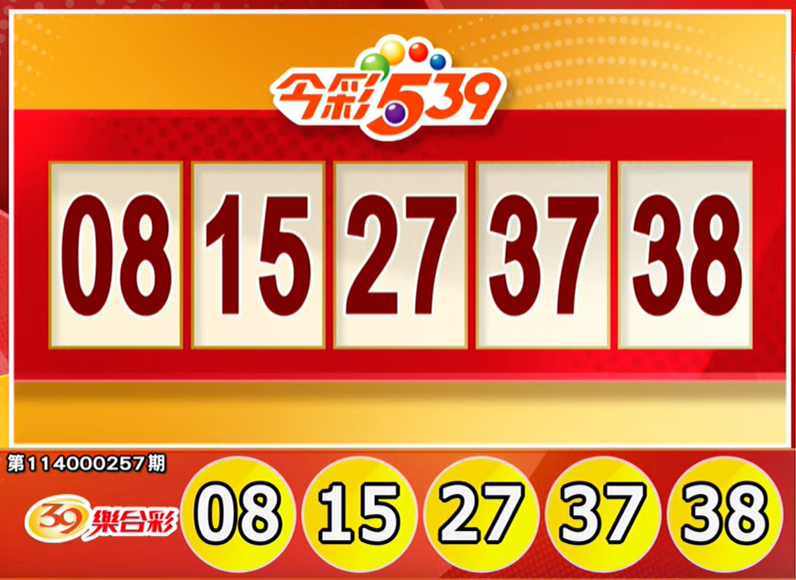 今彩539、39乐合彩开奖号码。(撷取自三立iNEWS《全民i彩券》) 今彩539、39乐合彩开奖号码。(撷取自三立iNEWS《全民i彩券》)