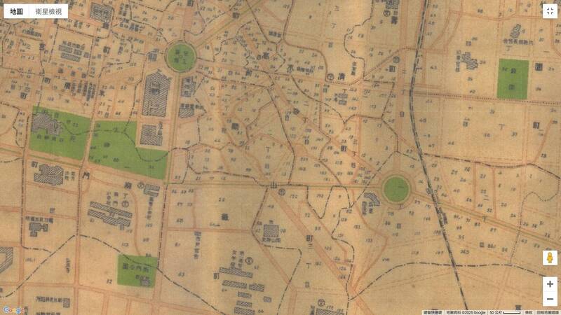 曾妇在日治时期户籍登记在台南州台南市开山町二丁目83番地，现今开山路35巷39弄一带，台新主张曾妇光复后初次设籍时失踪。（翻摄中央研究院百年地图）