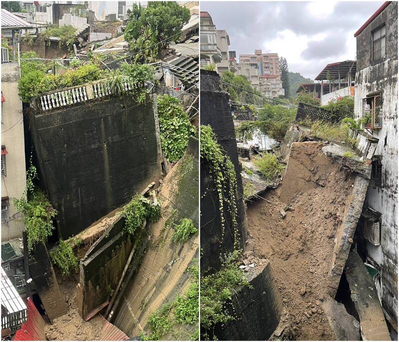 新店錦秀社區慘況曝光! 擋土牆崩塌緊貼建築