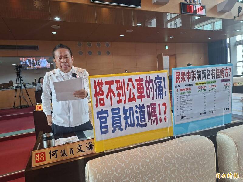 議員何文海:中市公車異常發車、過站不停 投訴前2名