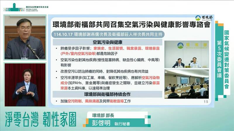 關注空污與健康關聯 環境部與衛福部開展相關研究