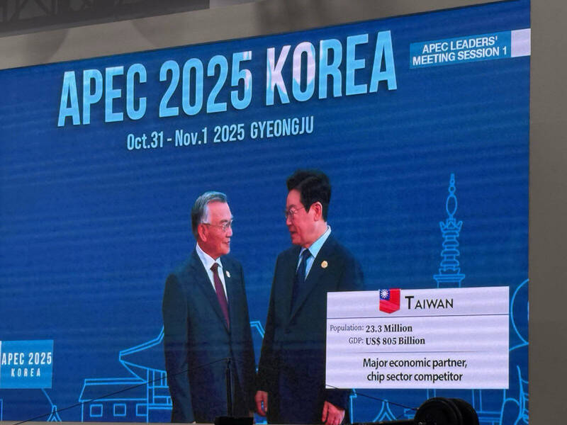 APEC媒體直播林信義入場 「TAIWAN」 、國旗一起現身