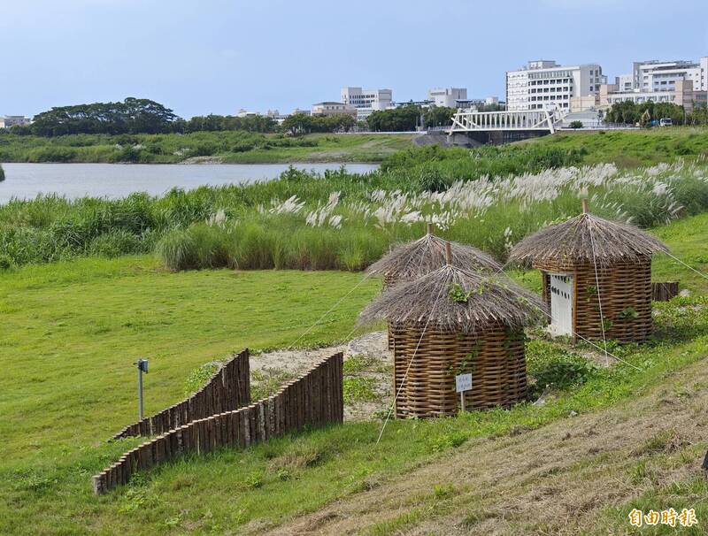 六河分署在二仁溪推動綠色提防計畫，針對棕沙燕等小型鳥類，打造有利於繁衍的生態巢箱。（記者吳俊鋒攝）