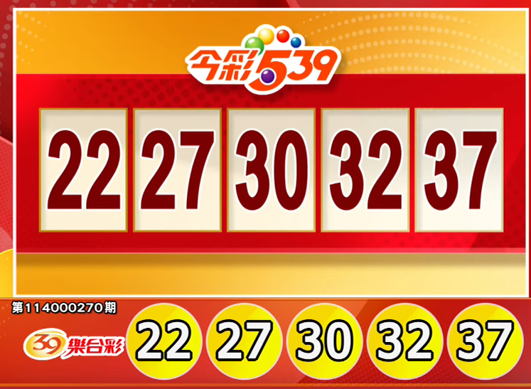 今彩539、39乐合彩开奖号码。（撷取自三立iNEWS《全民i彩券》）