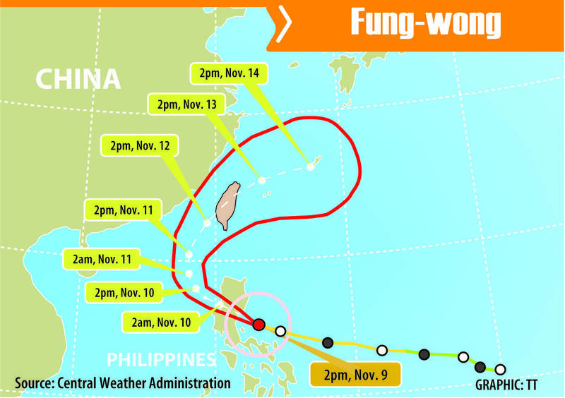 《TAIPEI TIMES》 Fung-wong approaches Taiwan, batters Philippines
