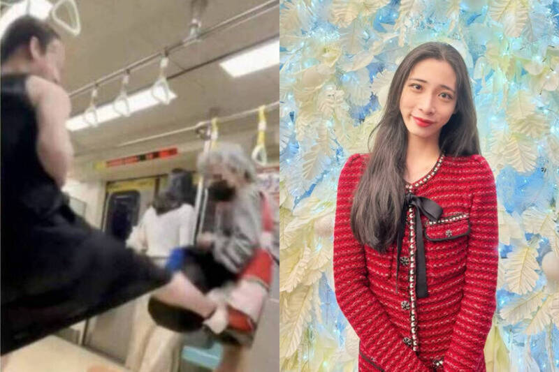 曾姓白发妇人9月底搭乘台北捷运时涉嫌强逼Fumi阿姨（右图）让位不成，竟出手挥包攻击，反遭对方一脚踹飞，影片引发外界热议。（本报合成，@fumika_chang/IG授权提供、撷取自Threads）
