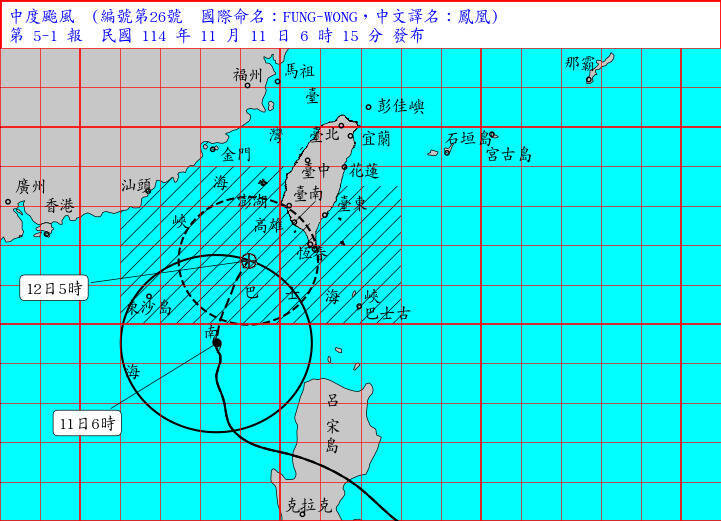 鳳凰颱風5:30陸警 明午至晚間高屏登陸機率高