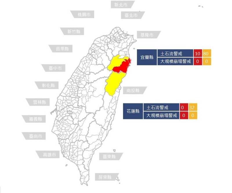 鳳凰豪大雨降東台 農村水保署發布10條土石流紅色警戒