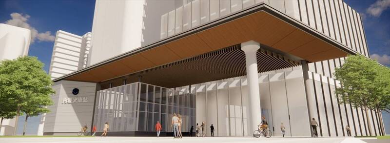 地下化後內壢站東出入口願景圖。（鐵道局提供）