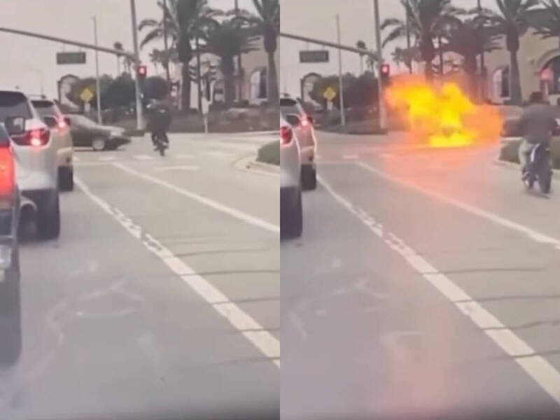 美国加州青年闯红灯车祸，并酿成巨大火球爆炸。（撷取自IG@usacrime）