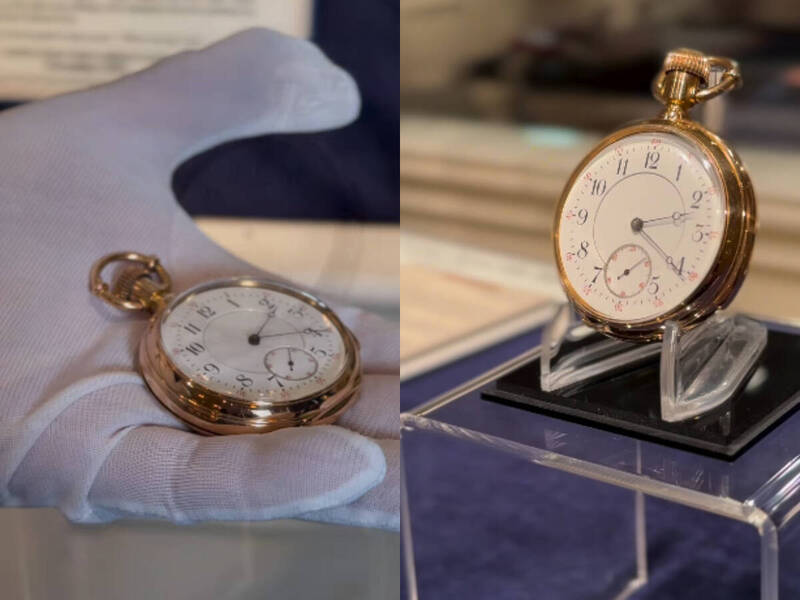 铁达尼号乘客遗留的怀表，将以4096万元的天价拍卖。（撷取自Titanic Museum Attraction脸书）