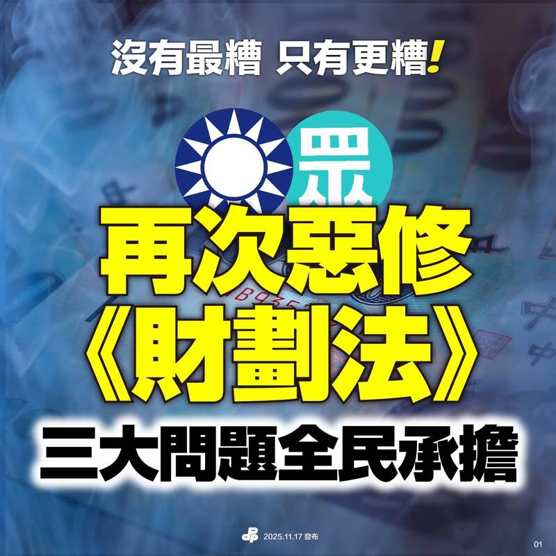 財劃法2次惡修中央多舉債5638億 民進黨示警3大問題全民承擔