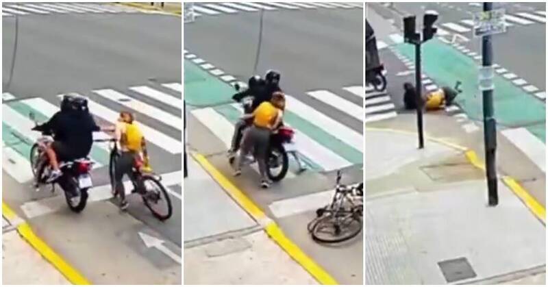 飛車搶劫金髮妹！搶匪反遭拽下車  慘跌馬路狼狽影片曝光...