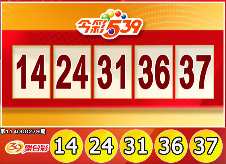 今彩539、39乐合彩开奖号码。（撷取自三立iNEWS《全民i彩券》）