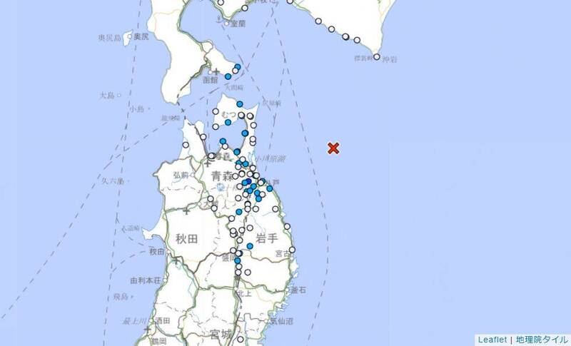 日本青森外海規模4.7地震 北海道、東北地區多地有感搖晃