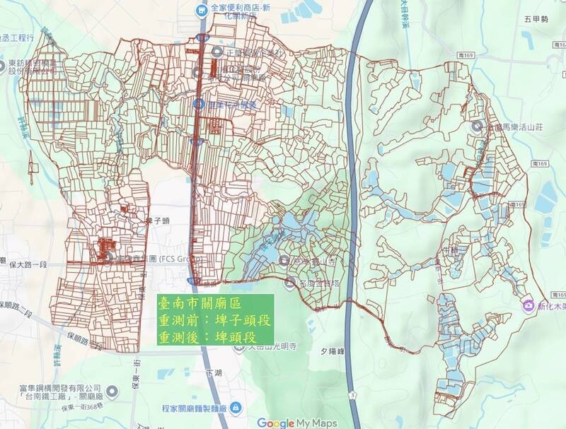 關廟埤子頭段土地重測地籍，目前結果已在公告中。（歸仁地政事務所提供）