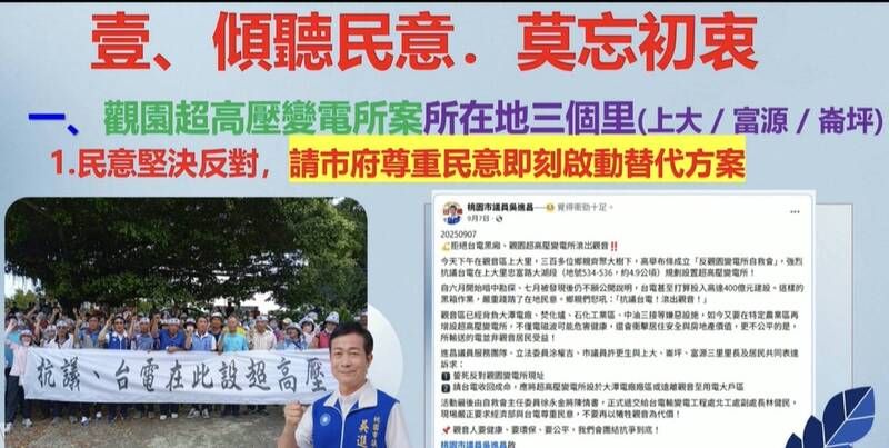 台電擬設觀園超高壓變電所 張善政：需與地方充分溝通