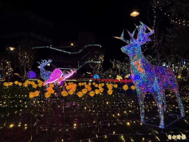 「山谷燈光節」將於11月29日在谷關公園璀璨開幕，搶先試燈。（記者張軒哲攝）