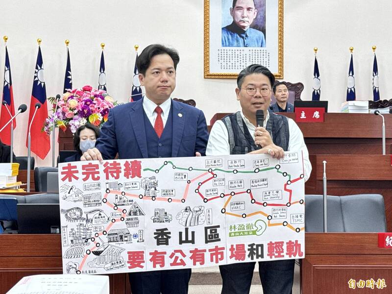 手繪新竹香山未完待續地圖 議員林盈徹籲邱臣遠納入輕軌路線