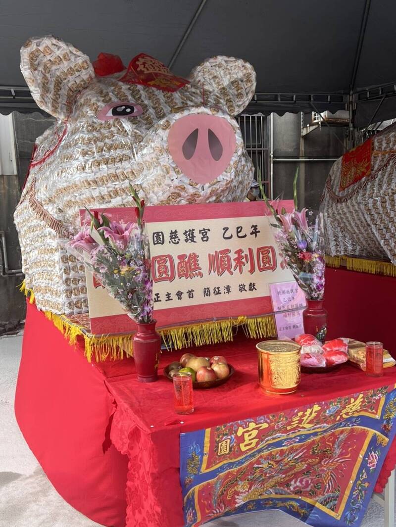 桃園慈護宮圓醮普渡祭典 沙琪瑪、壽司米製「神豬」超吸睛