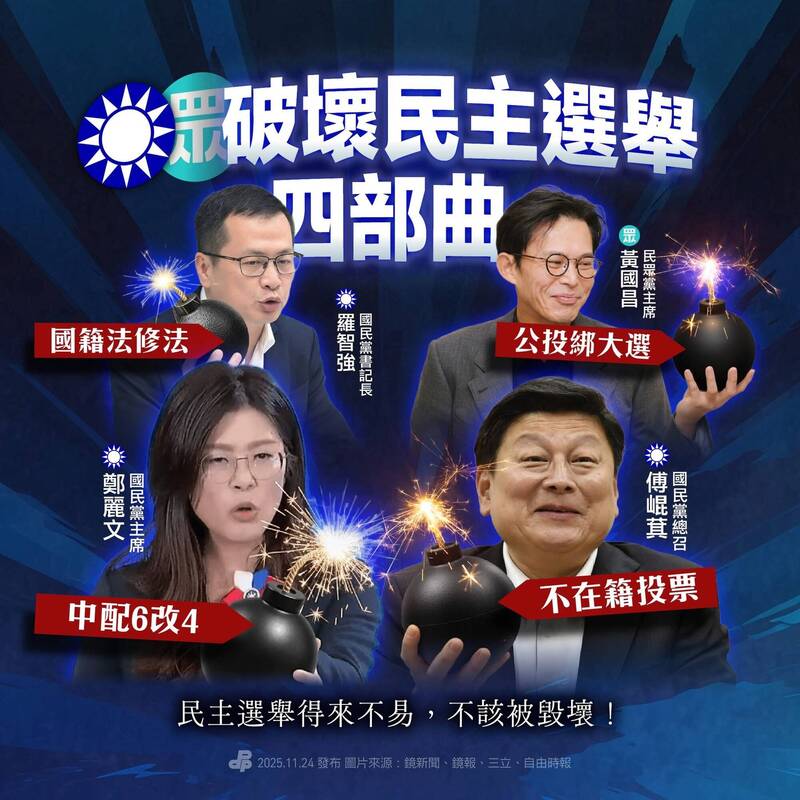 民進黨：藍白4部曲毀壞民主 台灣未來恐由中共決定