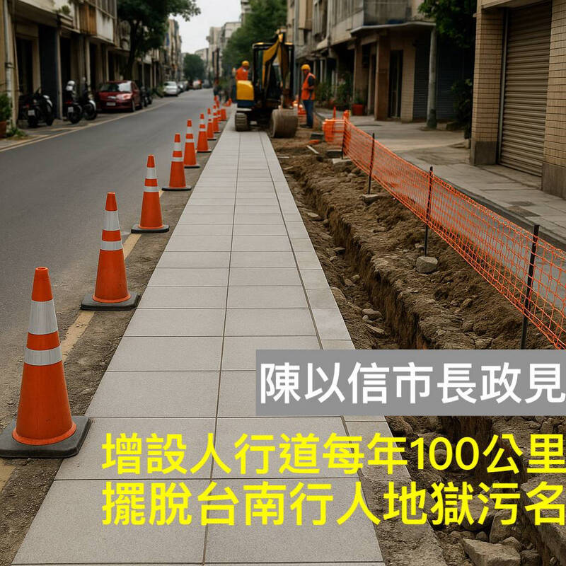 洗刷「行人地獄」污名 陳以信喊台南每年多蓋100公里人行道