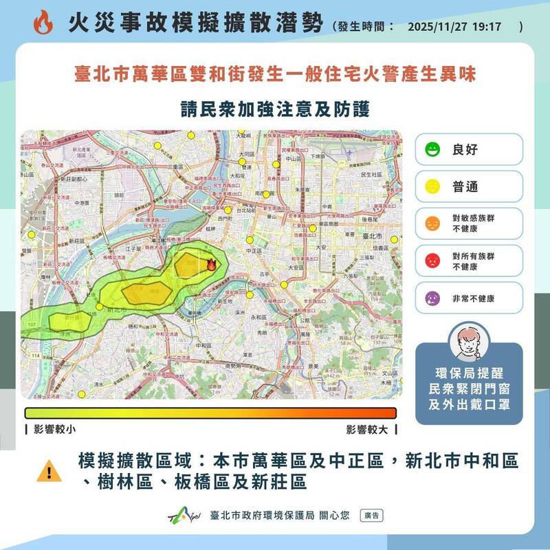 萬華雙和市場大火 下風處中和、樹林、板橋及新莊快關門窗