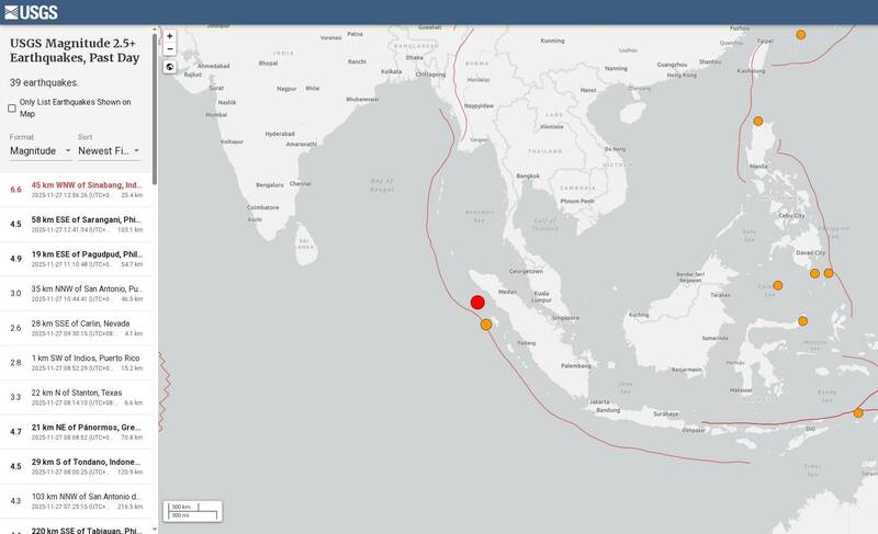 地牛翻身！ 印尼近海發生規模6.6地震