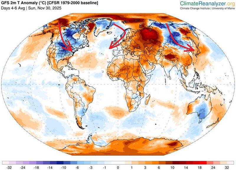平流層暖變後續影響!鄭明典PO圖說明冷空氣主要3路徑