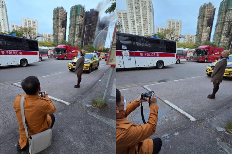 香港宏福苑成焦黑大樓 女擺Pose拍照打卡全網氣炸