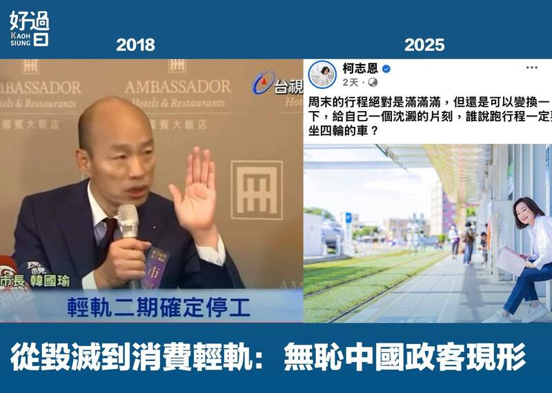 柯志恩輕軌月台擺拍! 高雄好過日憶往嗆︰極度噁心