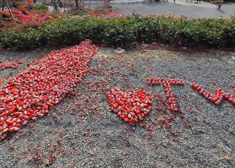 台湾达摩阵11月30日被中国人破坏后，昨（1）日已有其他参拜的台湾游客将其复原。（@wuhsuehlin/Threads授权提供）