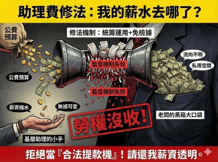 立院擬修法助理費「免檢據核銷」 高市助理工會:助理圈的喪鐘