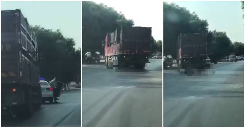 駭人!中國交警攔停違規貨車 竟慘遭撞倒輾壓血肉爆開斃命