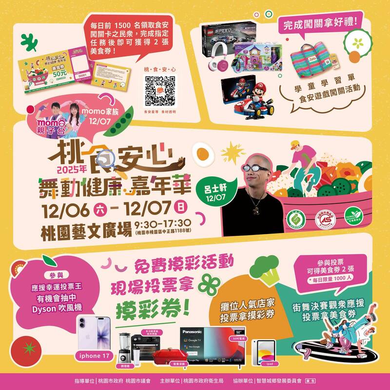 桃園食安嘉年華週六、日登場 發放萬張50元美食券