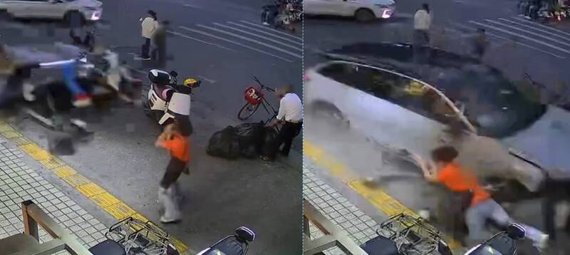 （影）中國廣州休旅車高速衝上人行道！多人遭撞飛命危