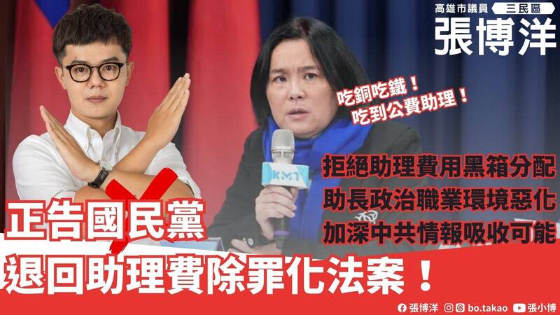 陳玉珍提助理費除罪化爭議大 張博洋:挖國安漏洞直通中國