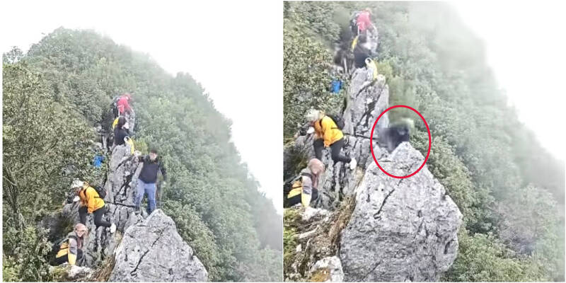 驚險畫面曝光!懸崖自拍踩空 中國男瞬間「墜入山谷」