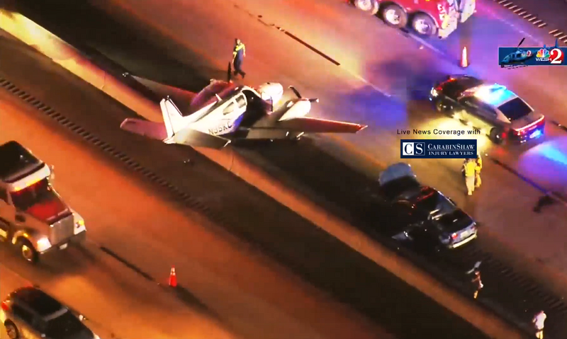 奇蹟!小飛機佛州高速公路迫降 撞上汽車未釀人命憾事